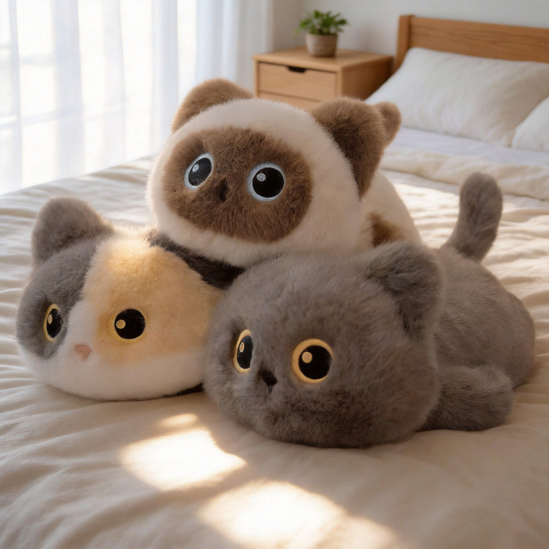 Cat Toys - Cute Lying Siamese Cat Plush Doll
