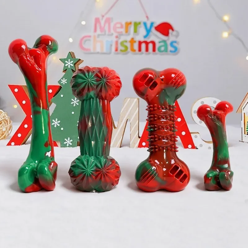 Christmas Color TPR Bone Dog C - огляд і ціна Teeth Cleaning Dog Chew Bone