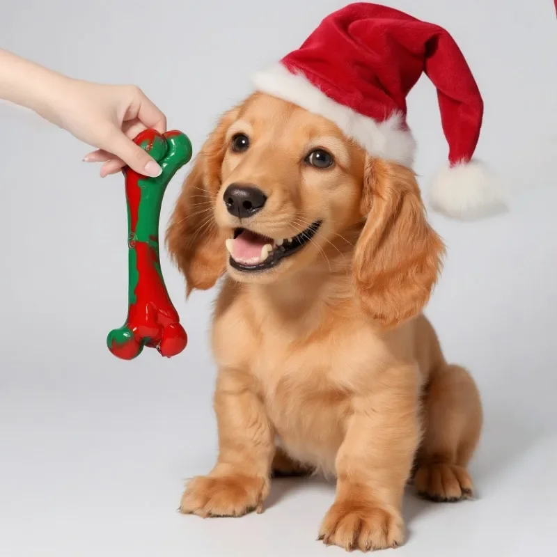 Christmas Color TPR Bone Dog C - огляд і ціна Teeth Cleaning Dog Chew Bone