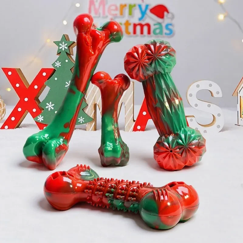 Christmas Color TPR Bone Dog C - огляд і ціна Teeth Cleaning Dog Chew Bone